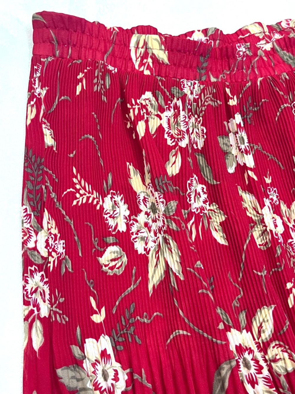 Sag Harbor Women’s Vintage Red Floral Polyester Accordian Pleated Midi Skirt L - Picture 4 of 16
